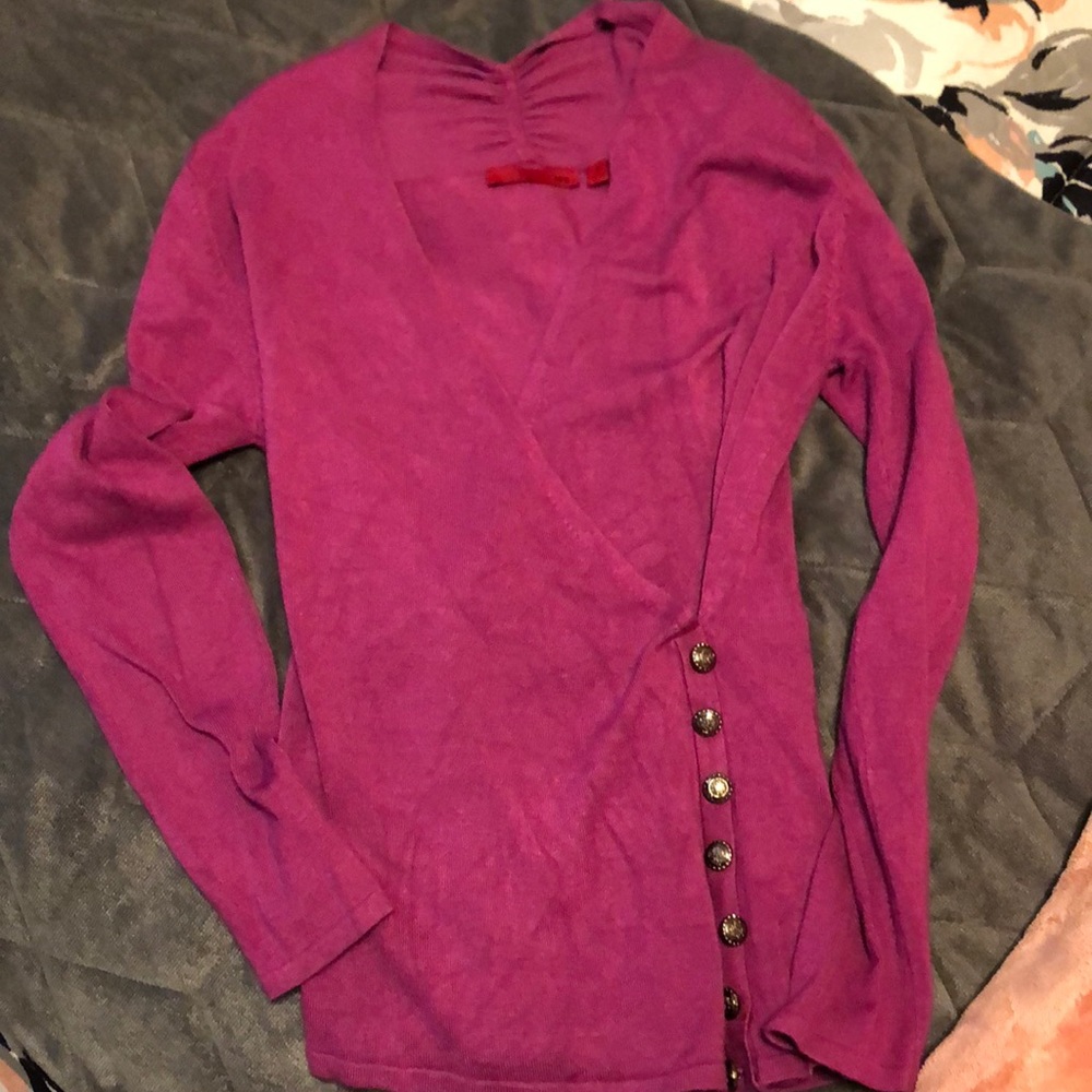 Cute purple sweater wrap top!